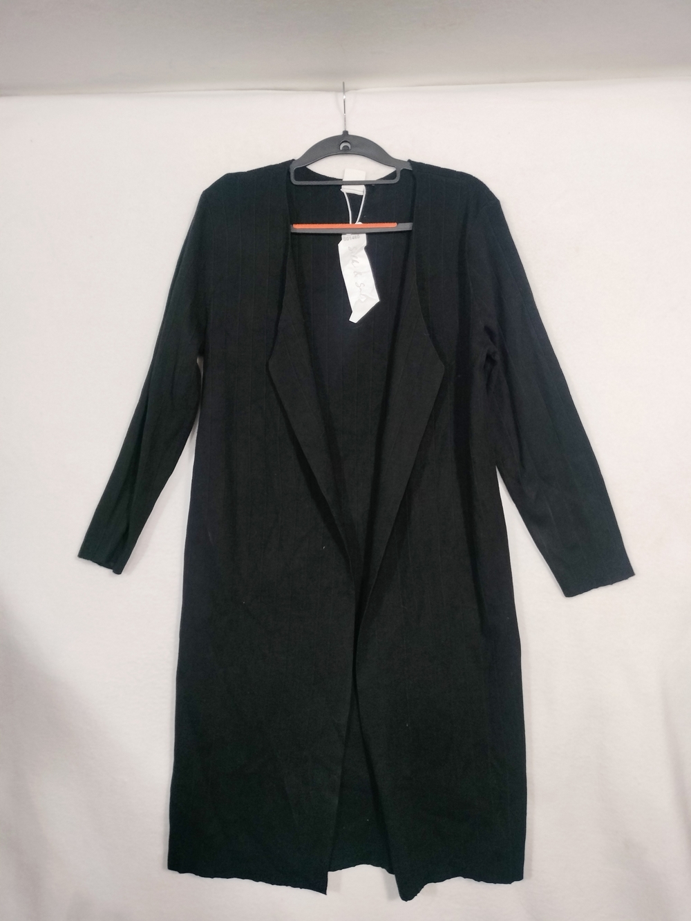 Women’s Black Long Open-Front Cardigan Coatigan